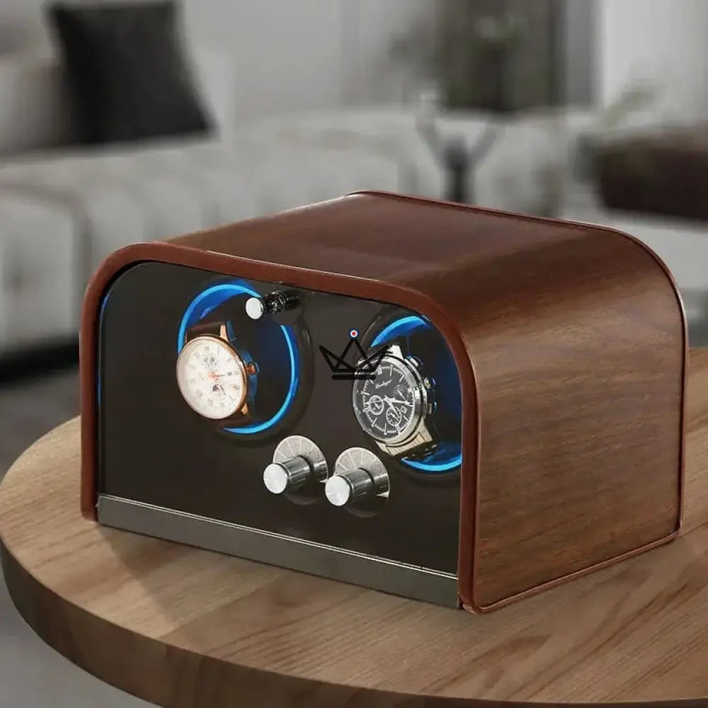 Bobinadora automática de relojes RETROWIND LUXE: madera de lujo, diseño retro, multimodo Bobinadora automática de relojes RETROWIND LUXE: madera de lujo, diseño retro, multimodo
