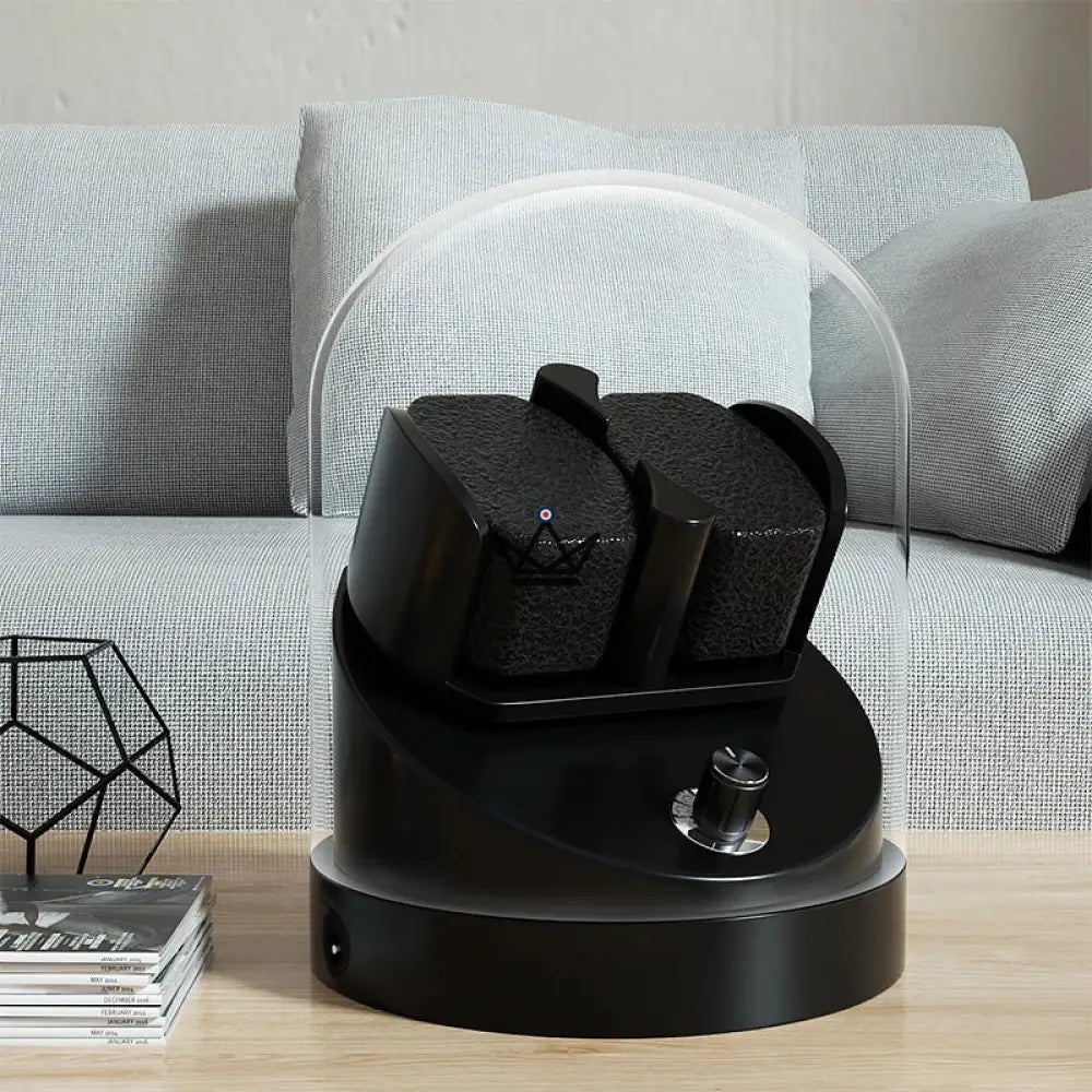 Automatic Watch Winder CHRONO DOME — Under Glass Dome, Solid Wood, 5 Mabuchi Modes — view 8