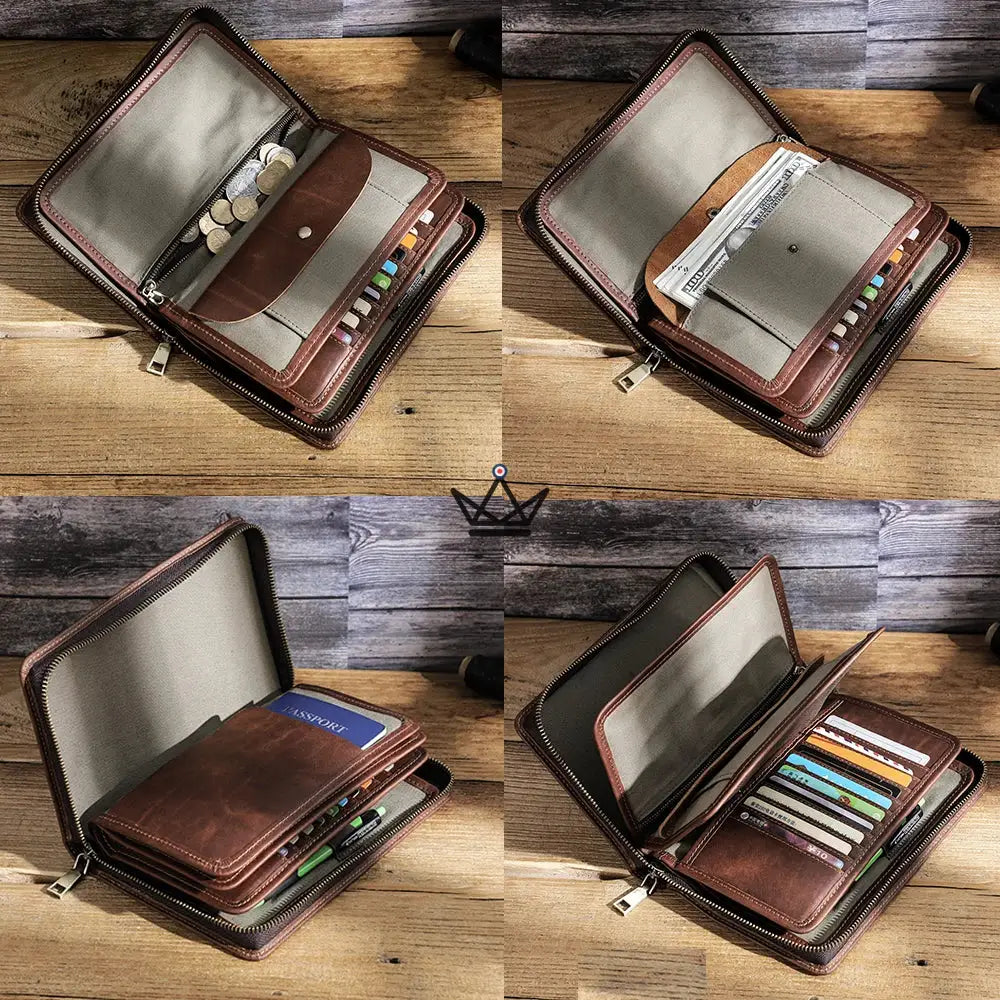Luxury Leather Customizable Organizer - Voyageur Clutch — view 1