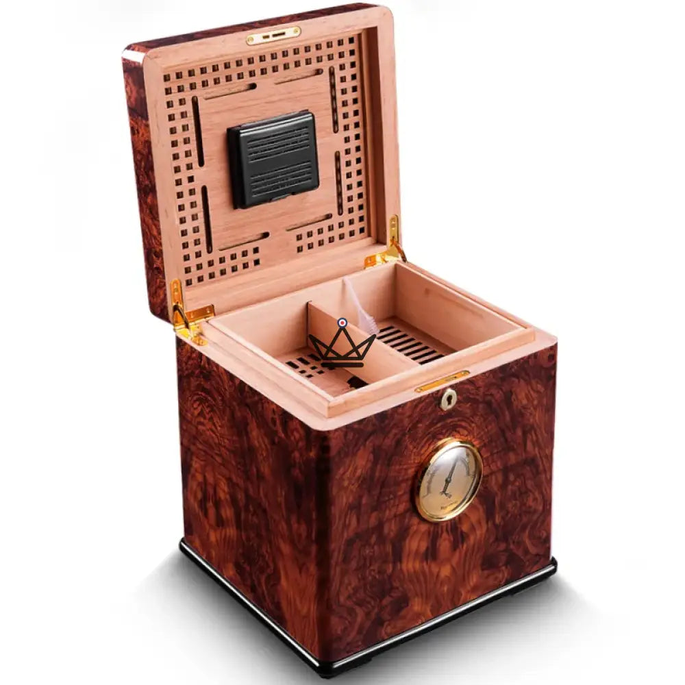Zigarrenkiste Grand Prestige Deluxe Edition — Klavierlack, spanisches Zedernholz, 100 Zigarren, Tablett, Schloss, Hygrometer & Befeuchter – Ansicht 6