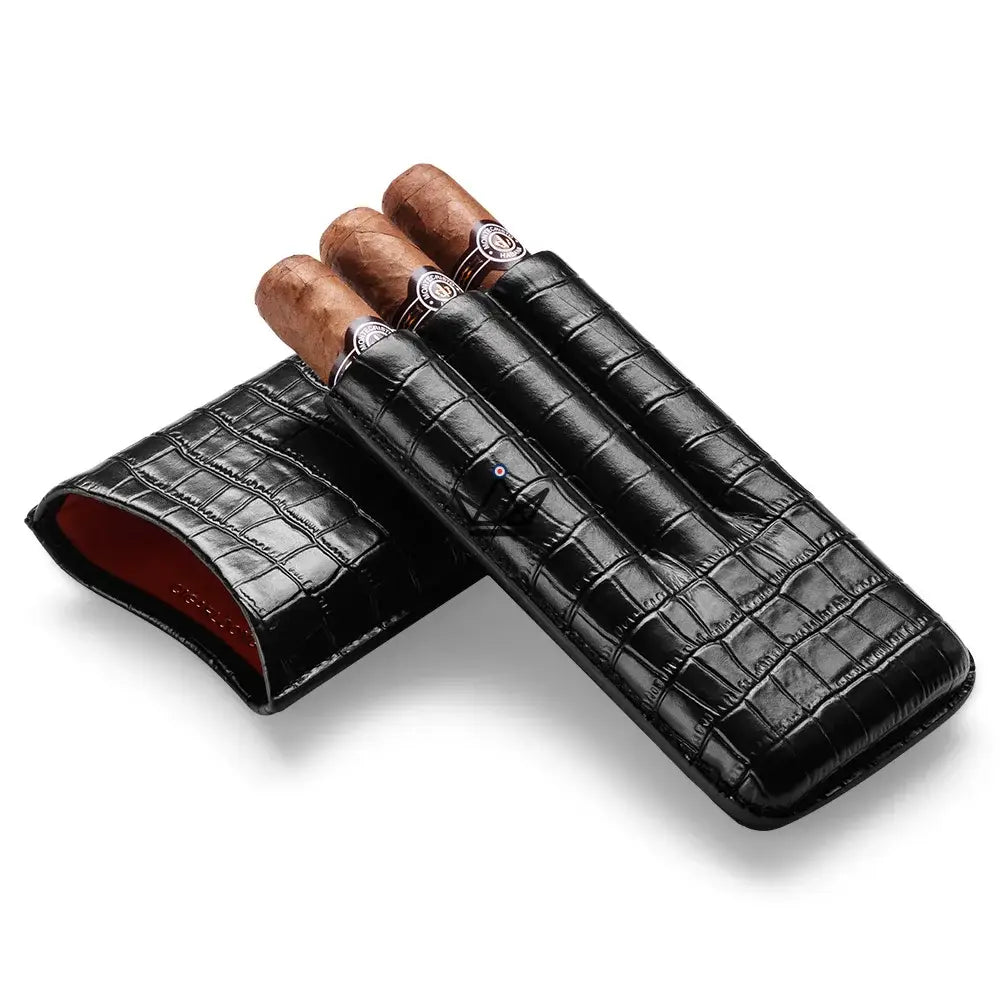 COBRA Cigar Case — Snake Pattern Leather, 2 or 3 Cigars | 17.3 × 7 × 3.7 cm — view 1