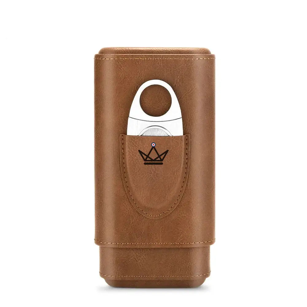 Mirlos Wood Cigar Case — Leather & Spanish Cedar, 2 or 3 Cigars, Cutter Included — view 18