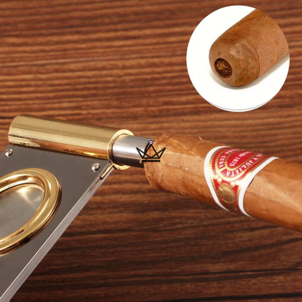 Napoleon Guillotine & Punch Cigar Cutter — brushed steel, 57 ring gauge max — view 3