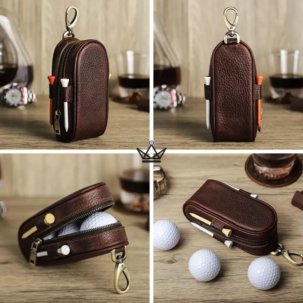 Personalisierbares Golfball-Lederetui – Voyageur Links | 3 Bälle, 4 Tees – Ansicht 3