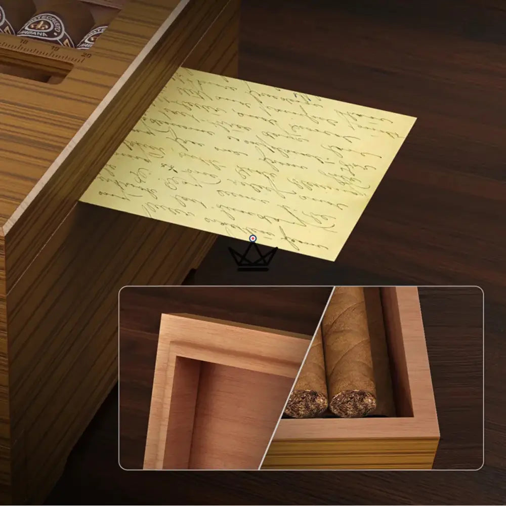 Horizon Edition Humidor — Spanish cedar, glass top, drawer, Onyx or Natural — view 4