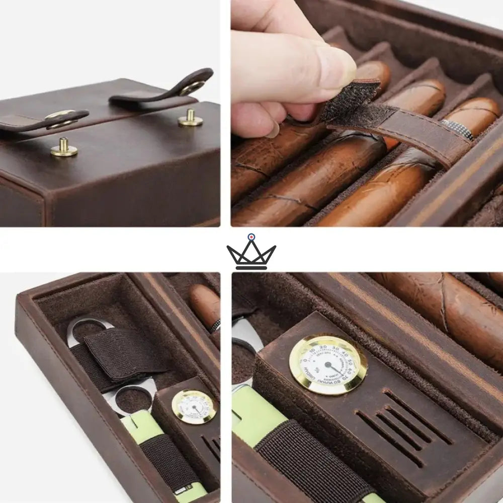 Anpassbarer Zigarren-Humidor aus Leder – Voyageur King – Ansicht 5