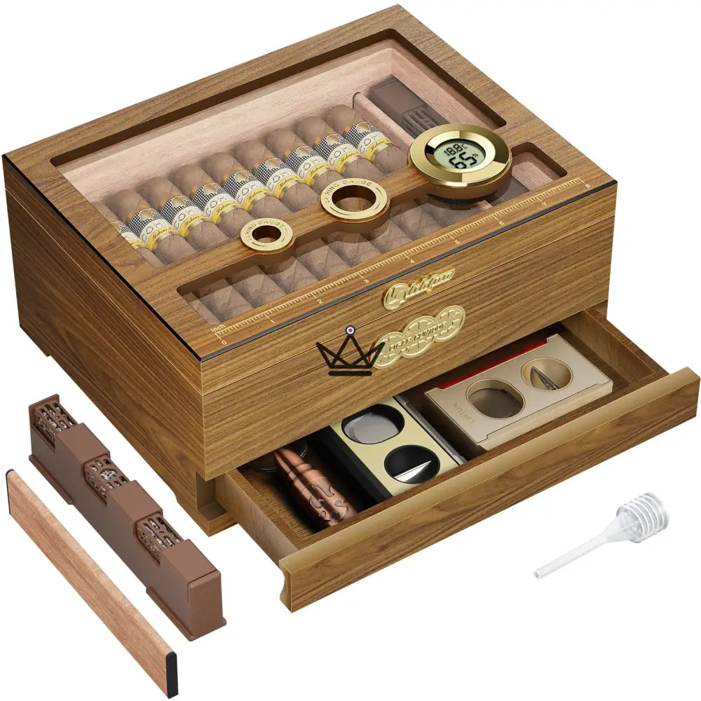 Orbis Vault Humidor — Spanish Cedar, Glass Top, Digital Hygrometer & Gel Humidifier — view 5