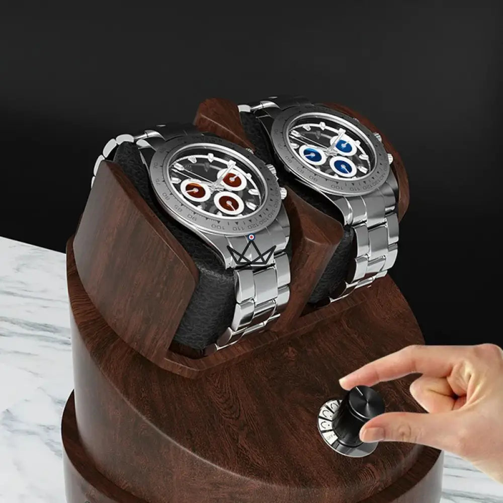 Uhrenbeweger CHRONO DOME für Automatikuhren – Unter Glasglocke, Massivholz, 5 Mabuchi-Modi – Ansicht 4