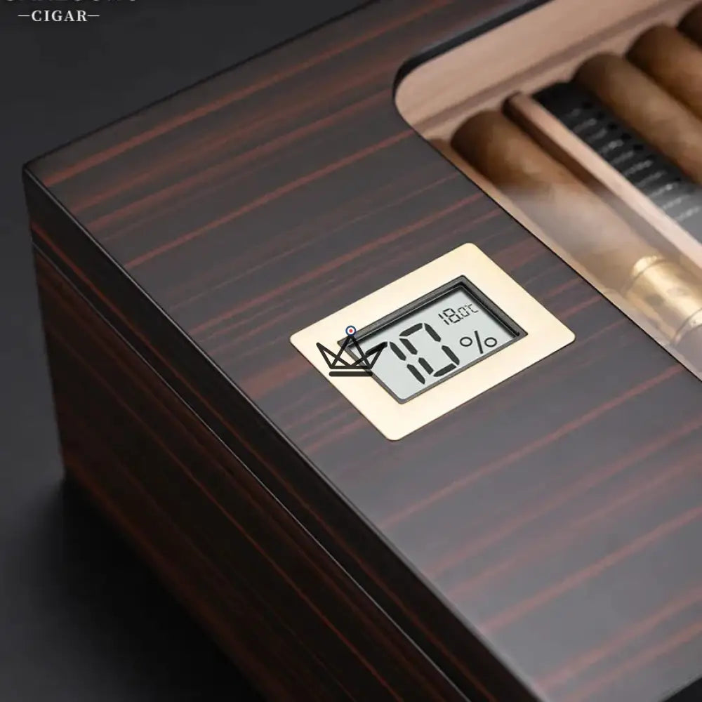 Elegancia Vision Humidor — Spanish Cedar, Glass Top, 55 Cigars, Digital Hygrometer, 4 Finishes — view 18