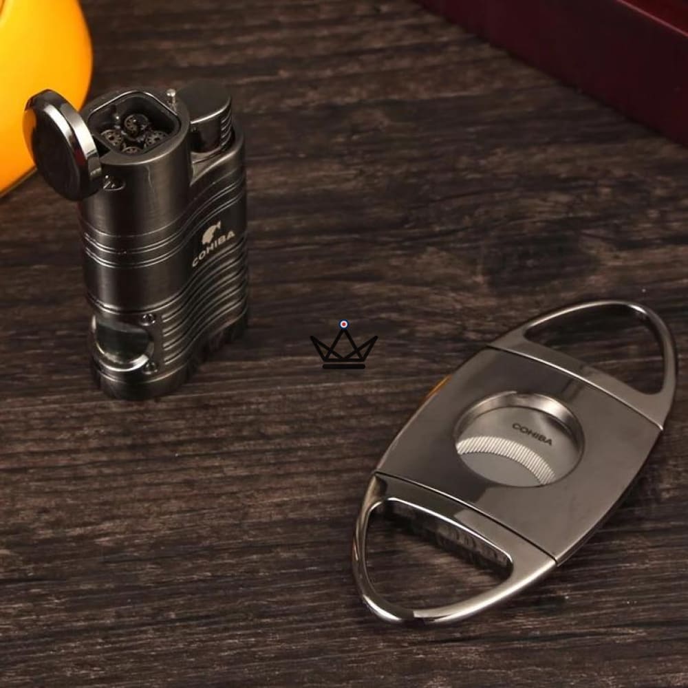 Zigarrenanzünder & -schneider-Set REDFIRE NEWPUNCH – 4 Flammen, Bohrer & Guillotine 24 mm | Sammlerbox – Ansicht 2