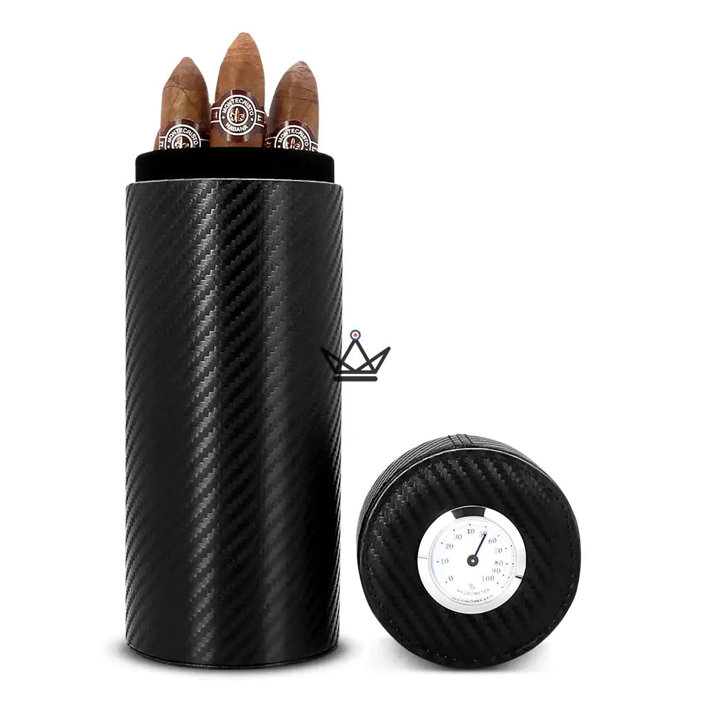 Orbal Carbon Humidor – Zylinder aus Kohlefaser & Zedernholz, 5 bis 10 Zigarren – Ansicht 5