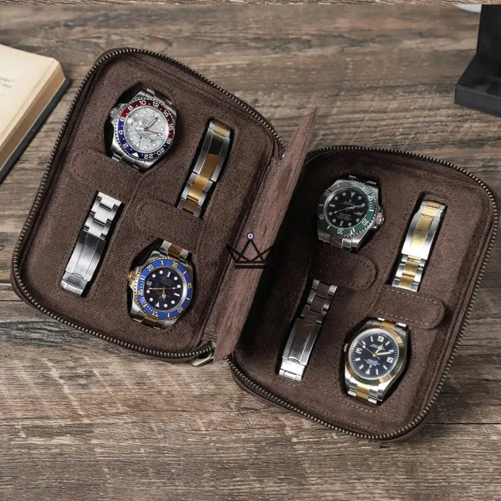 Customizable Travel Watch Case – Voyageur Keeper — Full Grain Leather, 4 Sizes: 2 to 8 Watches — view 4