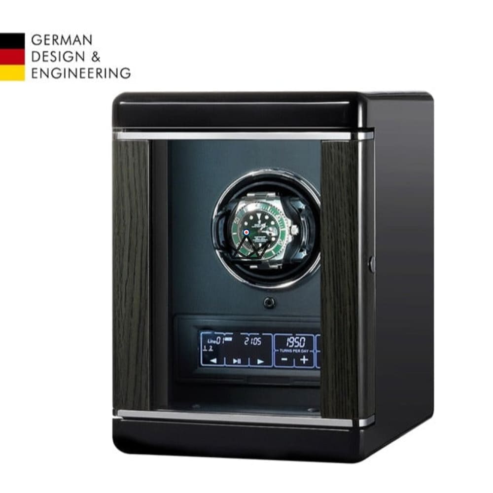 BAELISH LUXE Automatic Watch Winder — Fingerprint, 1 to 12 Watches, Wood & Steel — 1 Rotor (without fingerprint)
