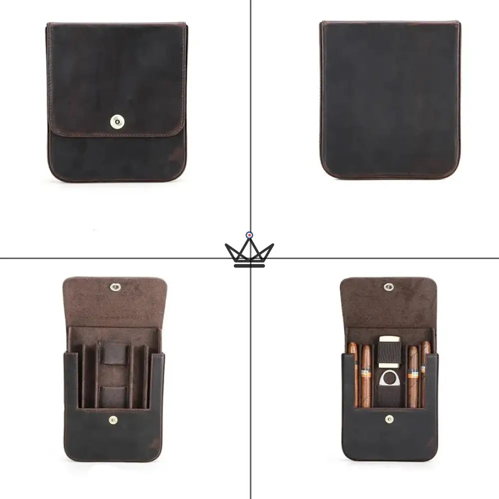 Customizable Leather Cigar Case - Voyageur Quad — view 10