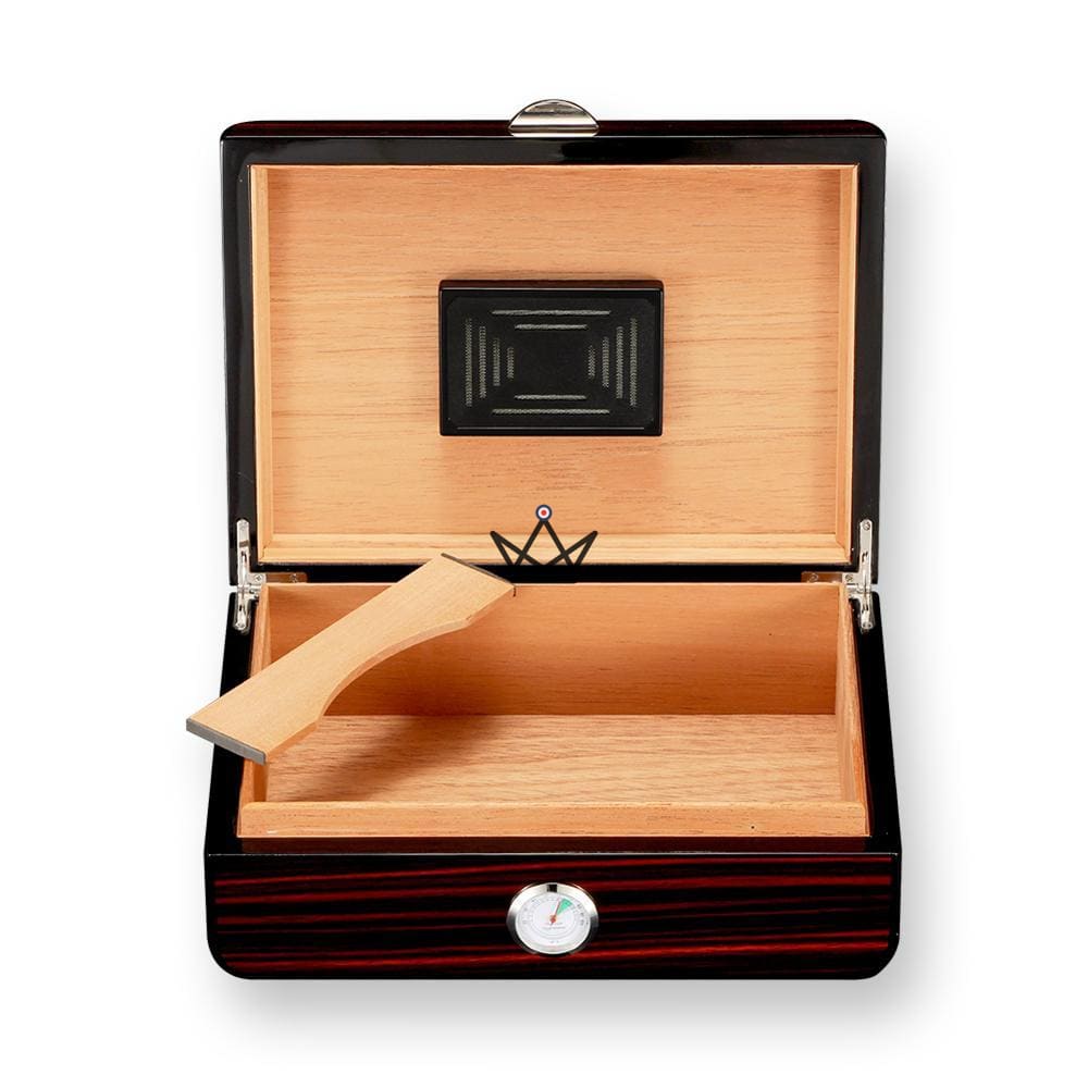 RETRO 60' Deluxe Humidor — ebony veneer, cedar interior, vintage rounded edges, 40 cigars — view 3
