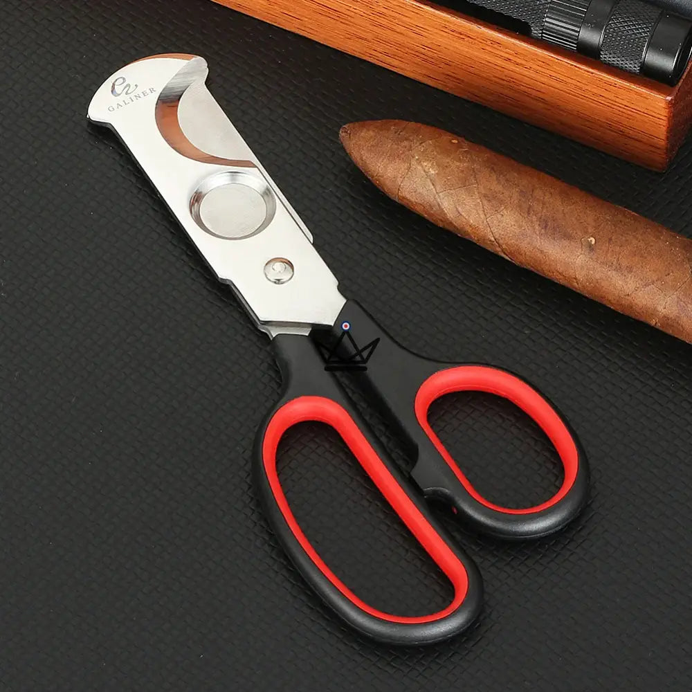 Virtuoso Cigar Cutter Scissors — Stainless Steel, Scissors + 15mm Punch, Dual-Material Handles | Gold Box Included — view 5