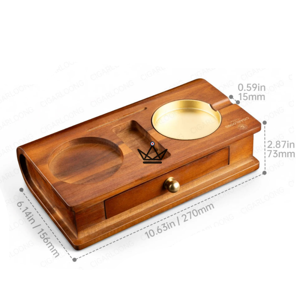 Cendrier Cigare Bois Massif Emplacement Whisky Tiroir - Whisky Butler – Ansicht 2