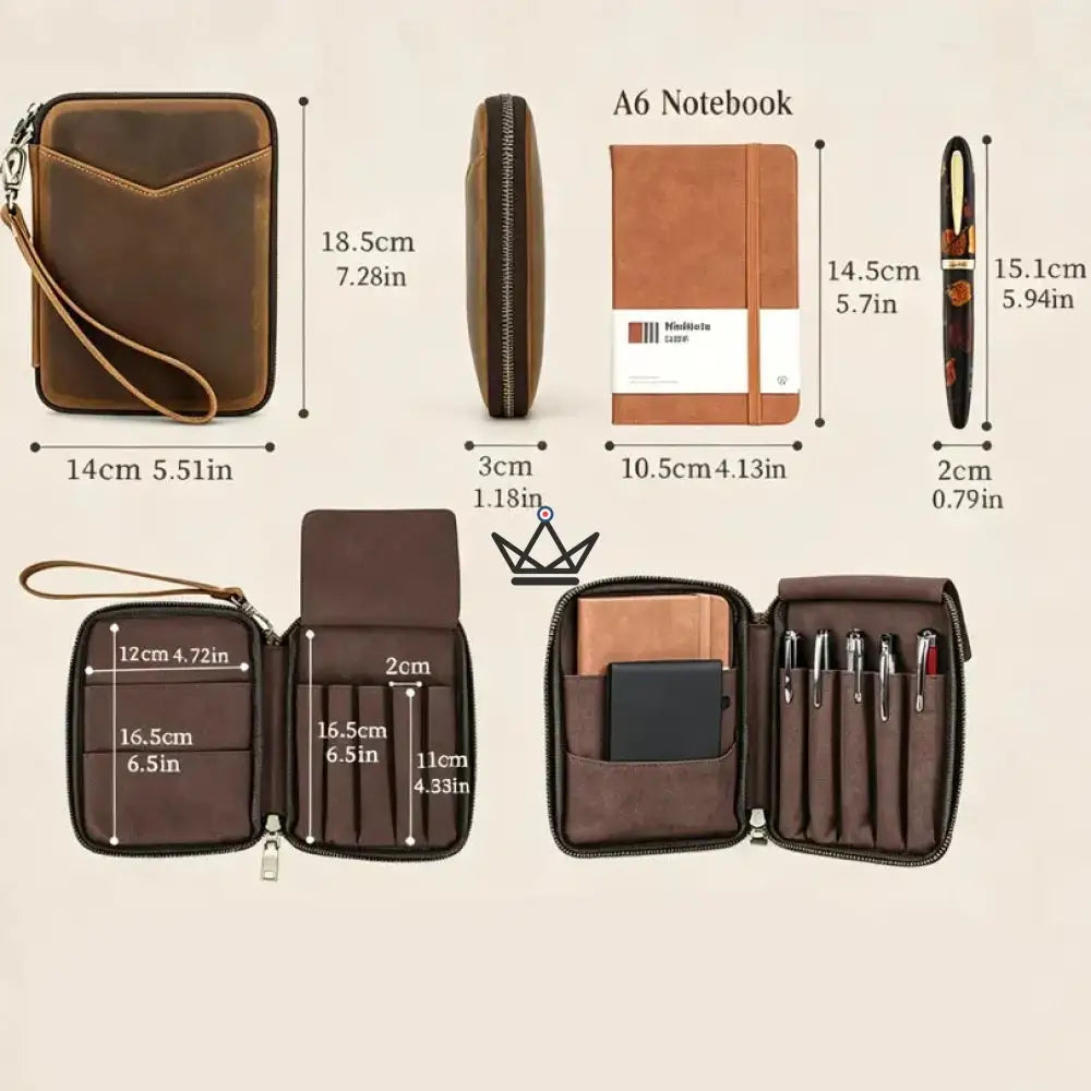 Leather Pocket Organizer - Customizable Pens & Notebooks - VOYAGEUR Plume — view 2