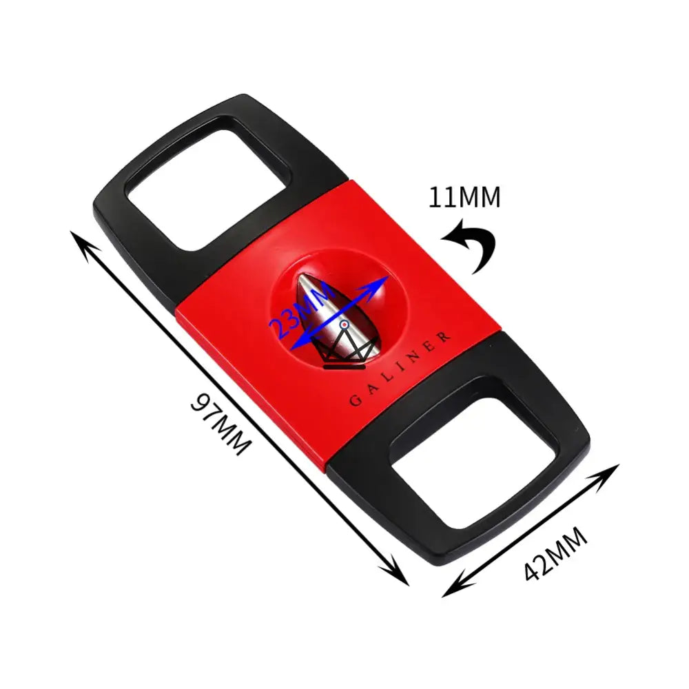 Luxuriöser quadratischer Zigarrenschneider – V-Schnitt, Metalllegierung, max. Durchmesser 23 mm, 3 Farben, Geschenkbox enthalten – Ansicht 6