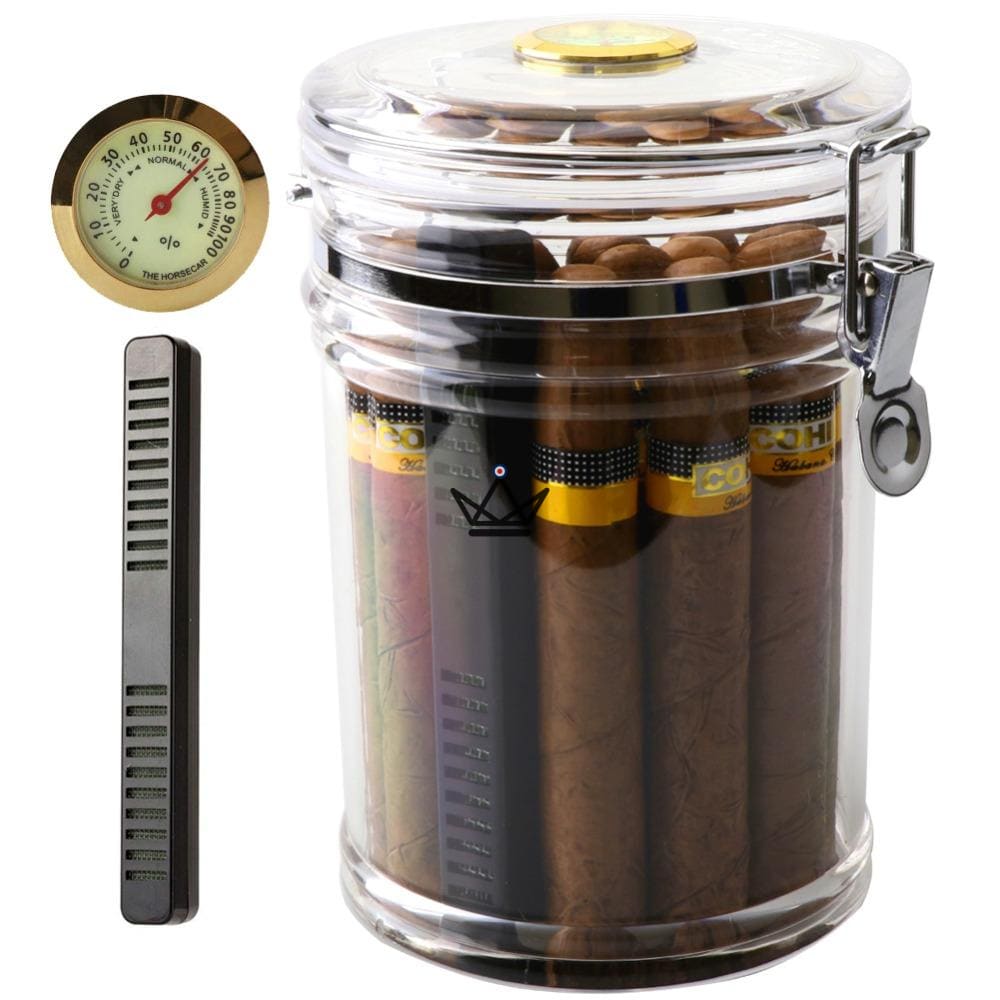 CRYSTAL BOWL Jar Humidor — clear acrylic, 15 to 20 cigars — view 1