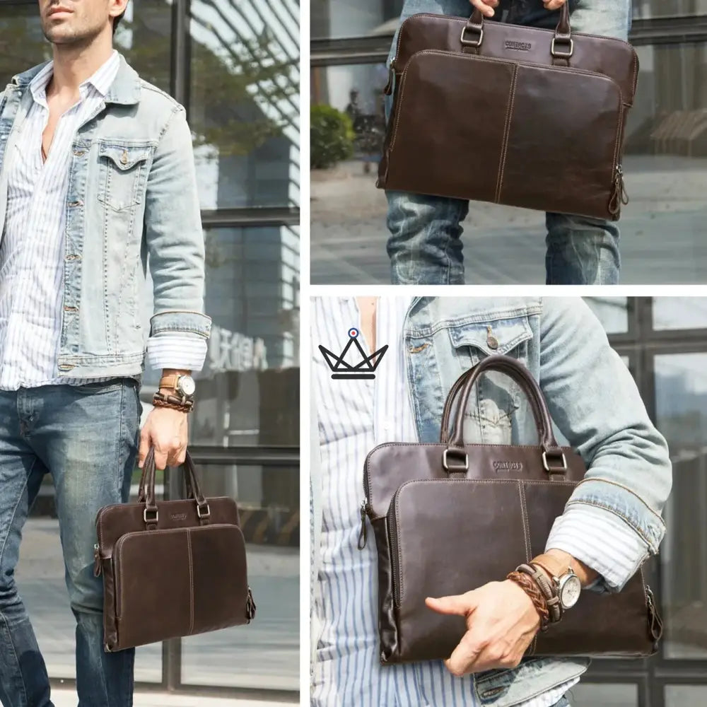 Customizable leather work bag - Voyageur Galilee — view 2