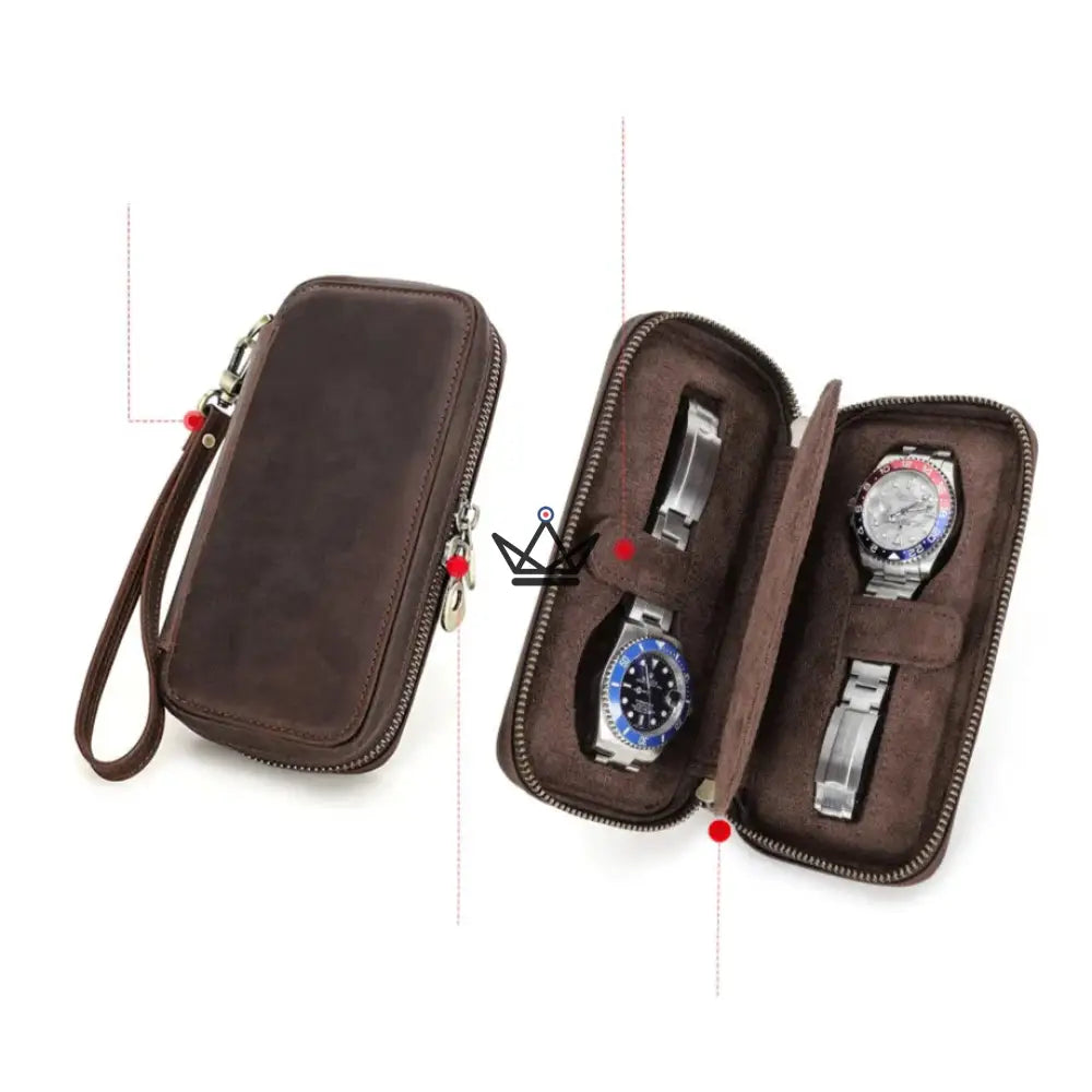 Customizable Travel Watch Case – Voyageur Keeper — Full Grain Leather, 4 Sizes: 2 to 8 Watches — view 8