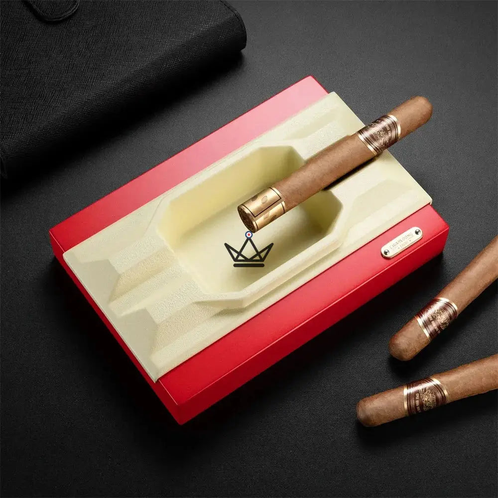 Ceramic Cigar Ashtray - Radiance Duo Edition — White / Ruby