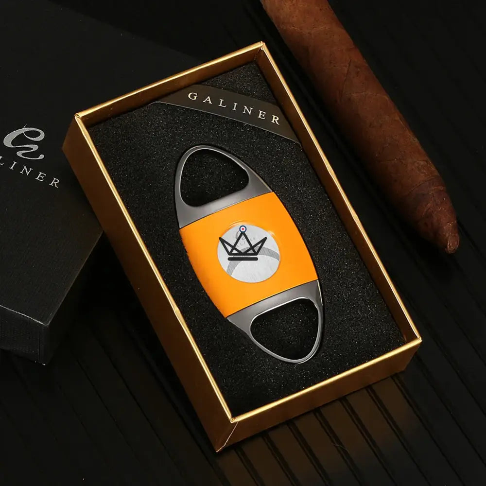 Steel Edition Guillotine Cigar Cutter — Double Blade Brushed Stainless Steel, 23 mm, Silver or Yellow | Gift Box Included — view 4