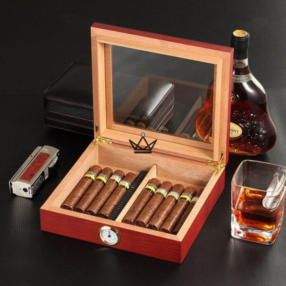 Humidor JANGO – verglast, 20 Zigarren, spanisches Zedernholz & Befeuchter – Ansicht 4