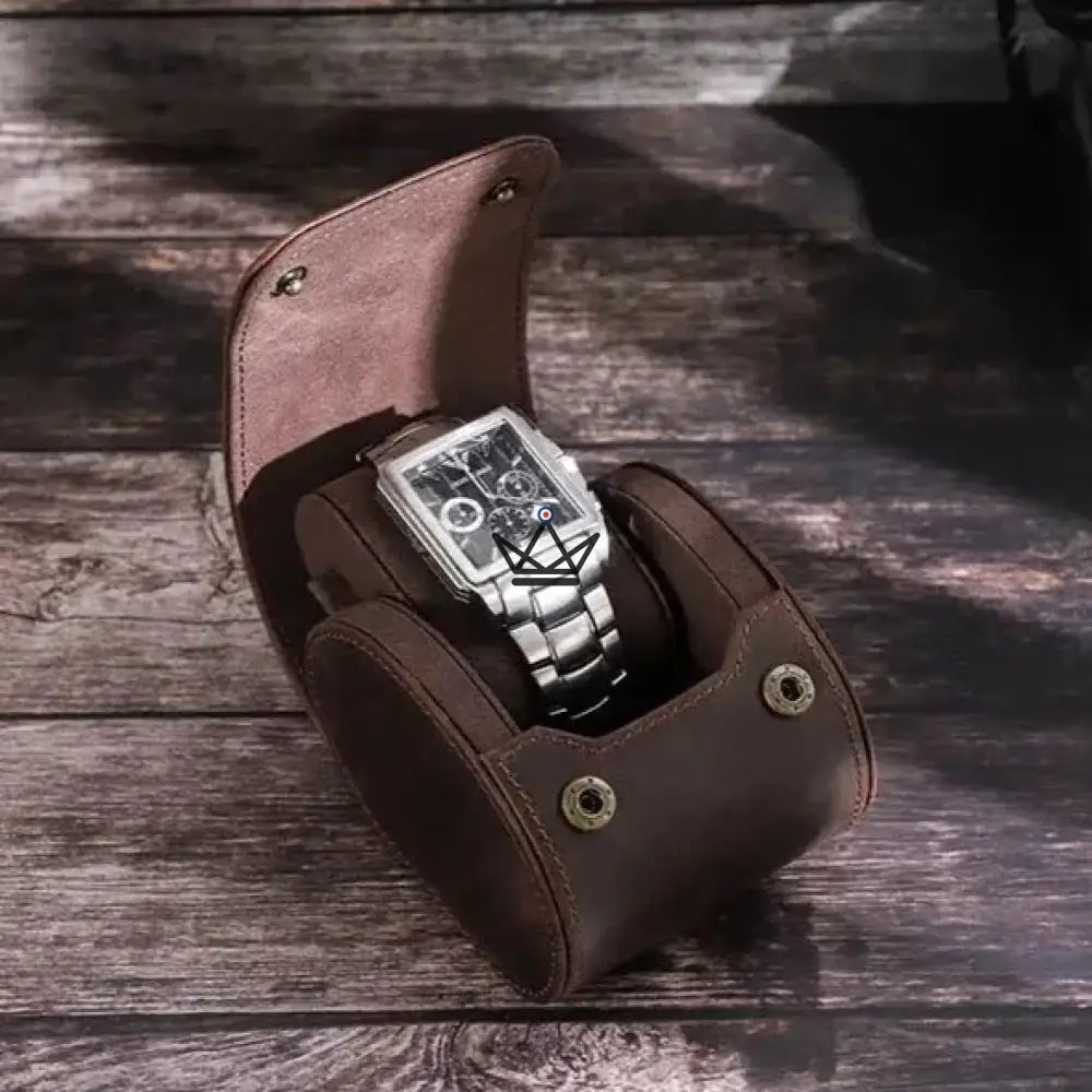 Customizable Leather Automatic Watch Travel Case - Voyageur TimeGuardian — view 5