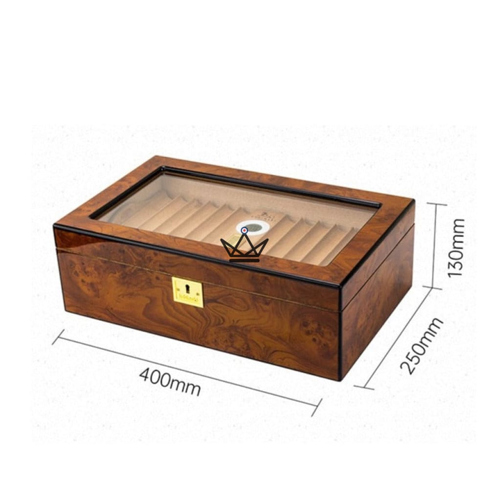 Prince Arthur Deluxe Humidor — lacquered exterior, cedar interior, 50 cigars, hygrometer & humidifier included — view 9