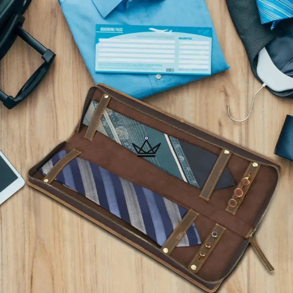 Customizable leather tie case - Voyageur Windsor — view 4