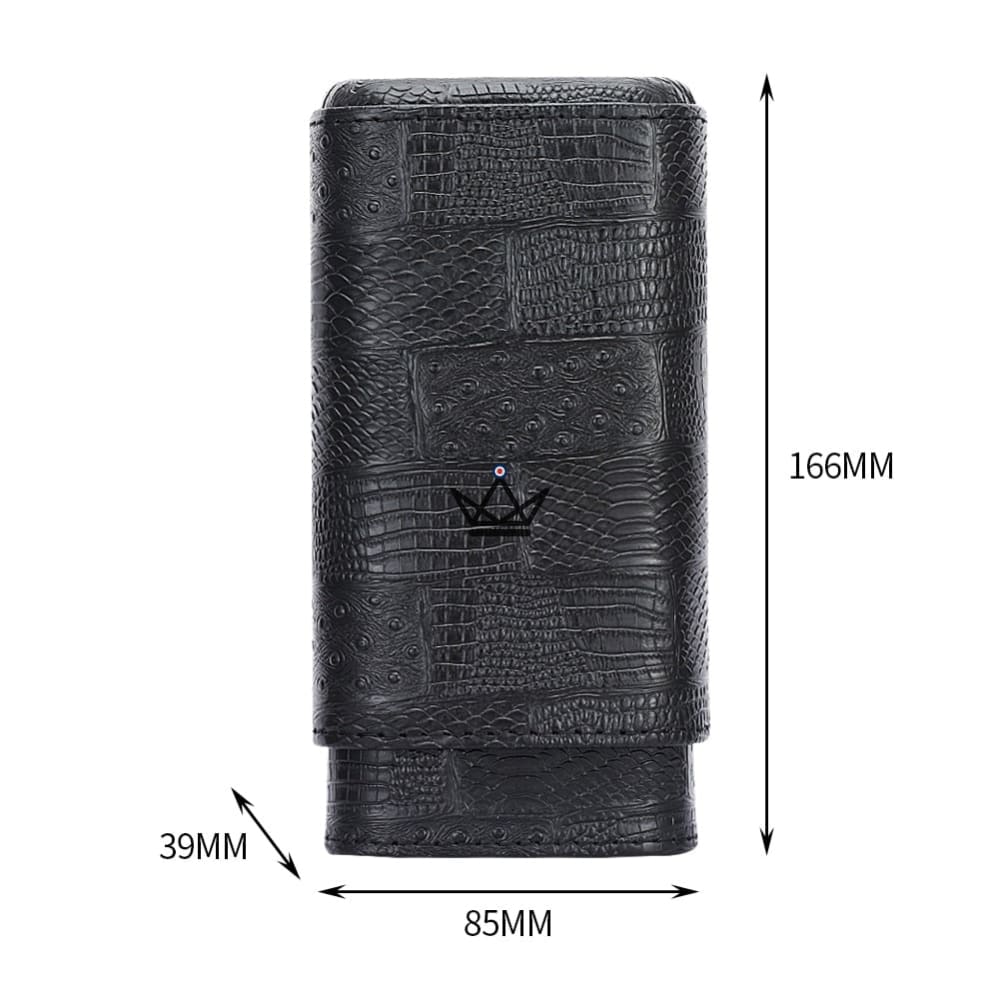 Krodilos Zigarrenetui – Echtleder Kroko-Optik, spanische Zeder, 3 Zigarren 22 mm, Schwarz oder Braun – Ansicht 5