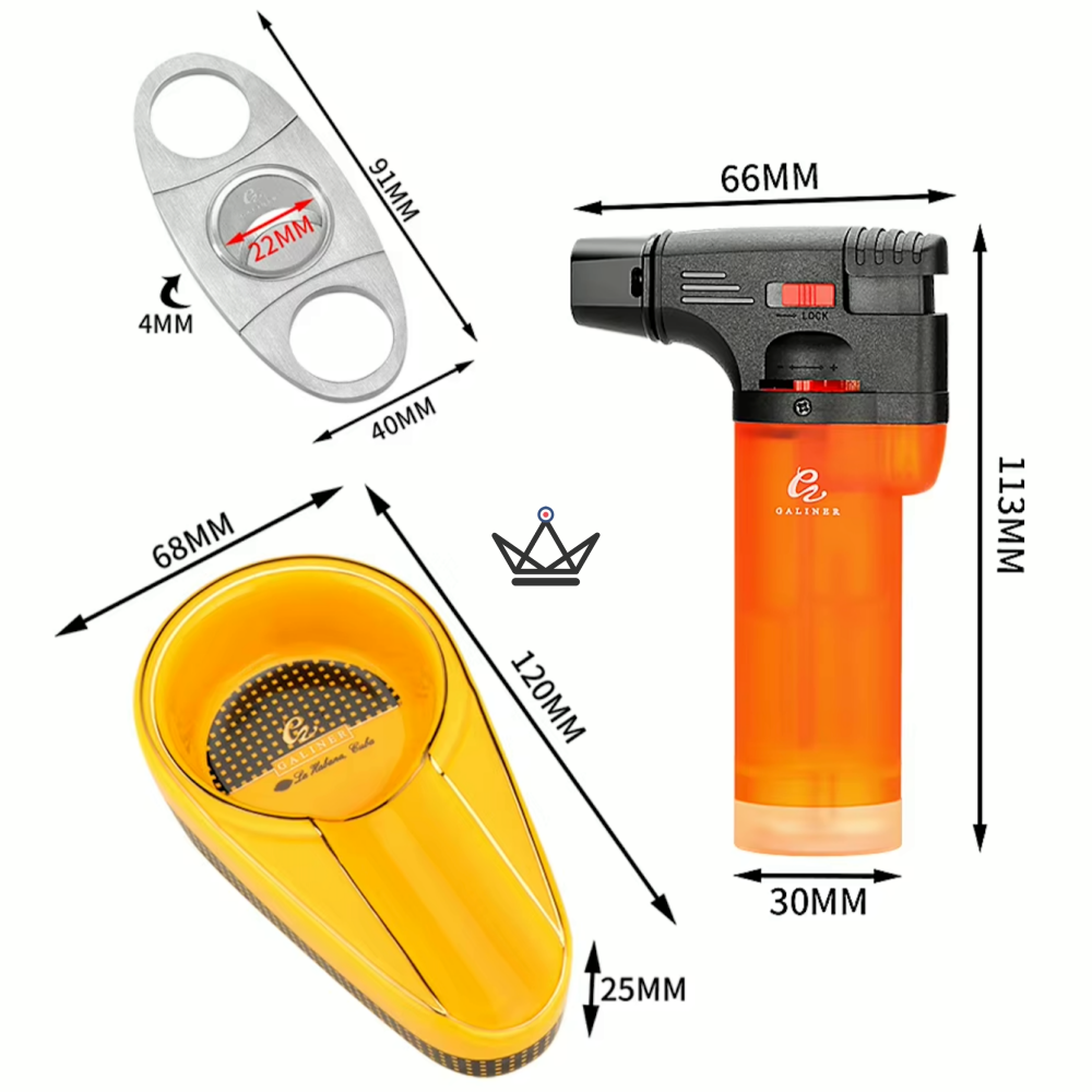Beginner Cigar Pack FUMI NOVICE — Torch Lighter + Cutter + Ashtray | Yellow or Black — view 7