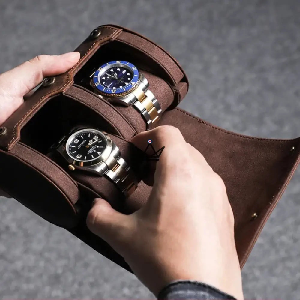 Customizable Leather Automatic Watch Travel Case - Voyageur TimeGuardian — view 7