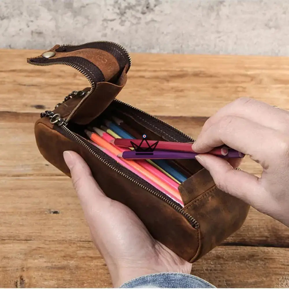 Personalizable Leather Pouch - Pencils & pens - VOYAGEUR Sketch — view 5