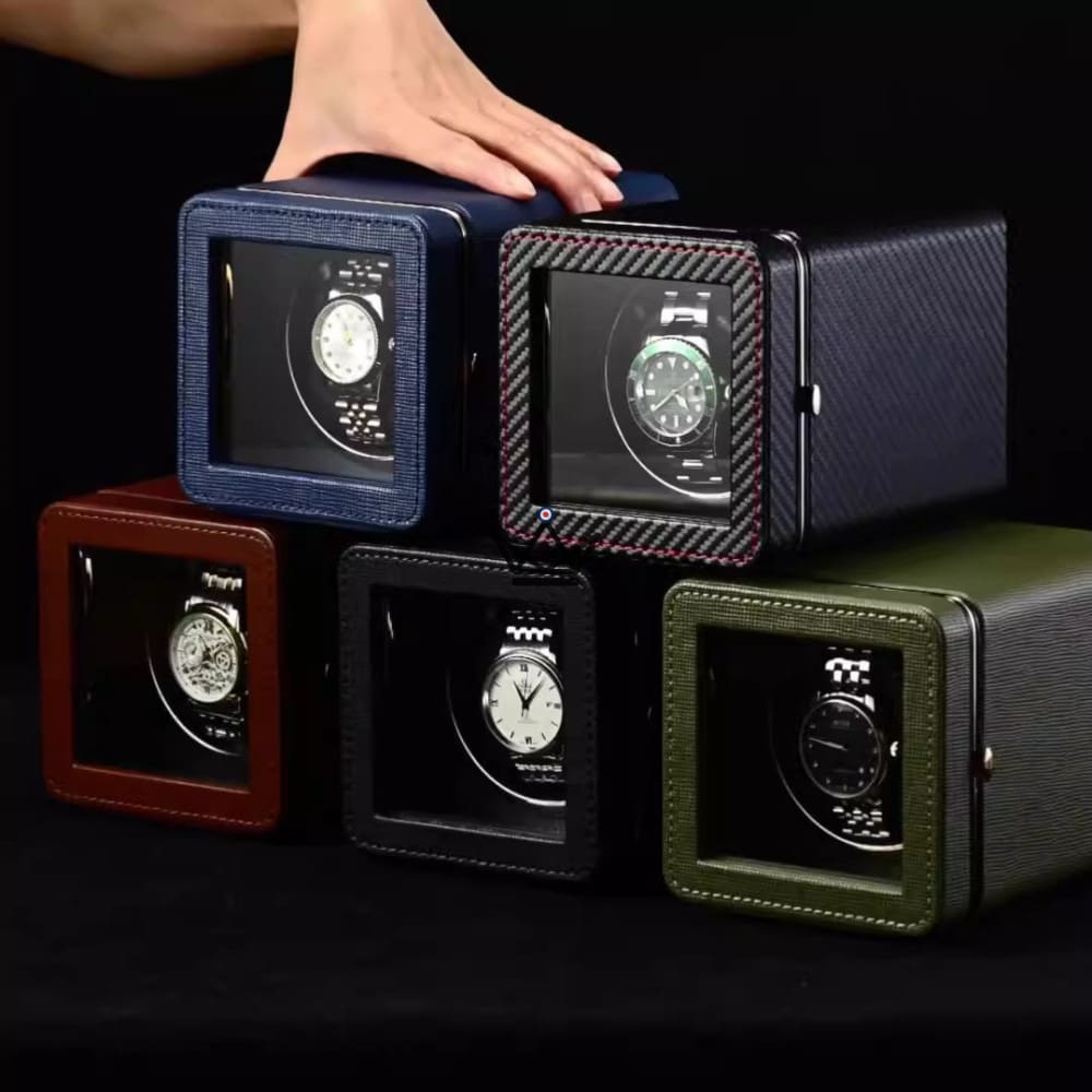 PRESTIGE EQUINOXE Automatic Watch Winder — PU Leather, Blue LED, 5 Modes, USB-C — view 2