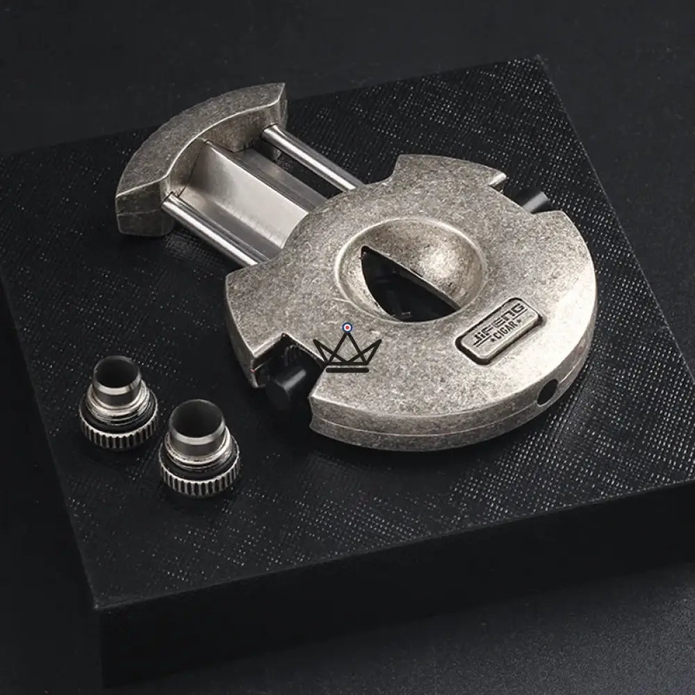 Modern Edition Circular Cigar Cutter | 3-in-1 Guillotine + Punches — Smoked Chrome