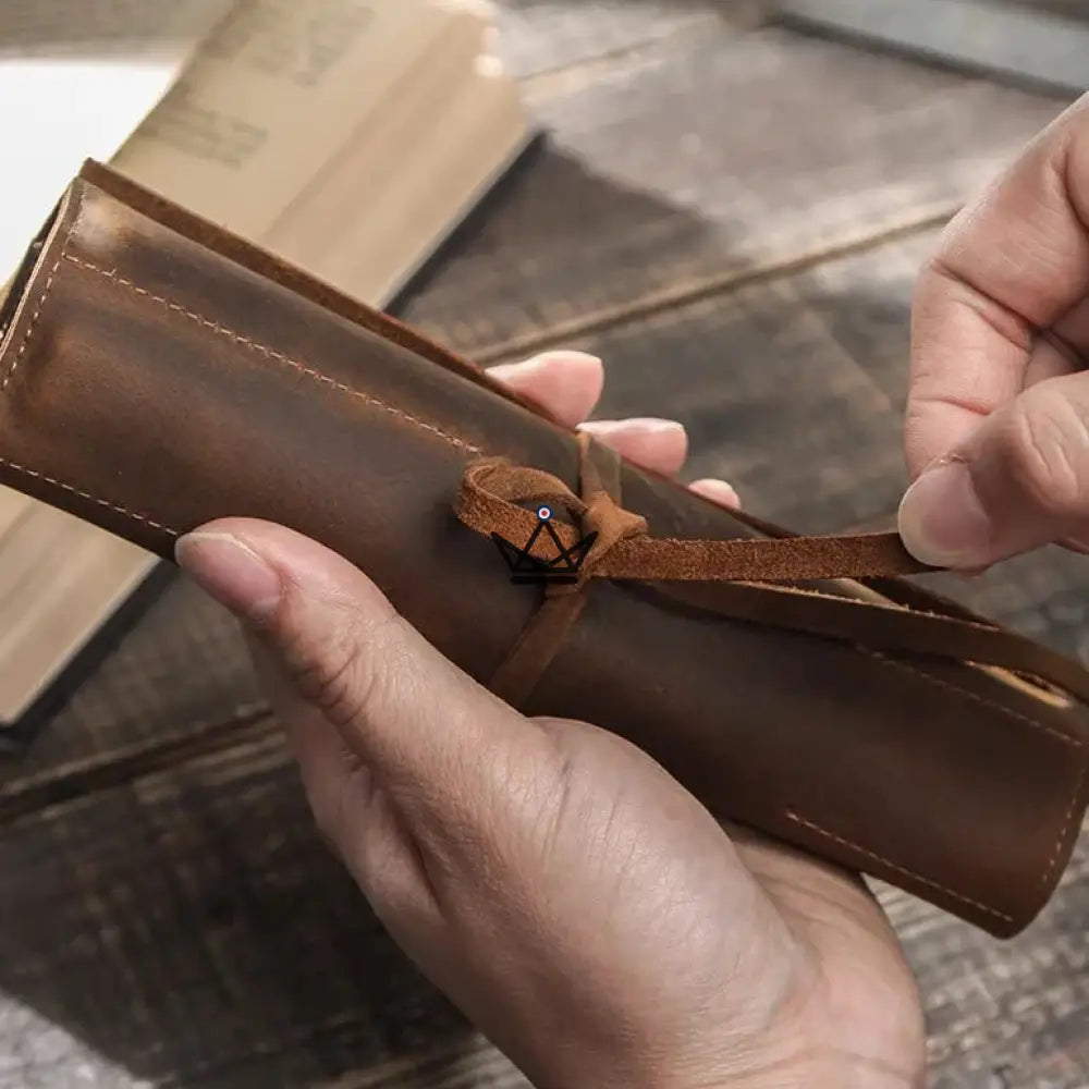 Customizable Leather Pen and Pencil Case - Voyageur Roll — view 3
