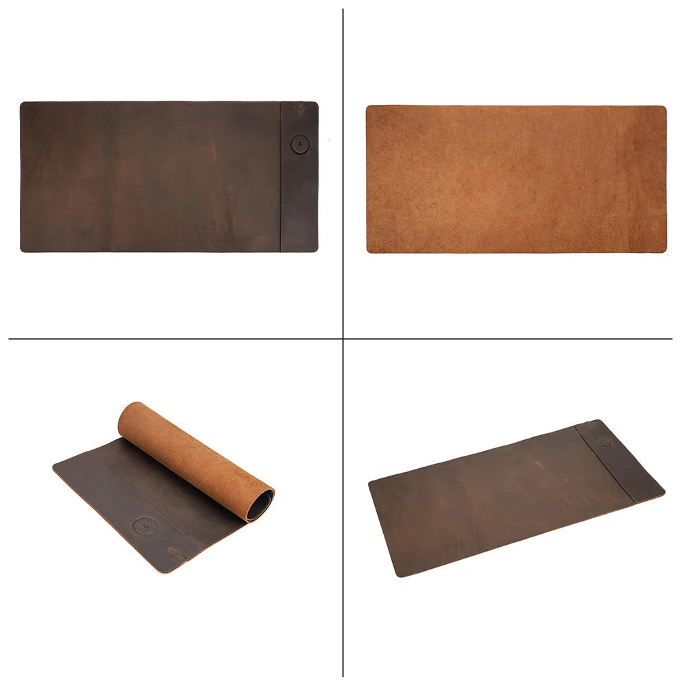 Customizable XXL leather mouse pad with wireless charger - Voyageur Livingstone — view 4