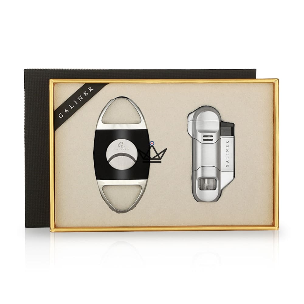 Incendium Pack - Triple Torch Lighter & Punch + 25 mm Double Blade Guillotine | Silver or Silver/Black · Gift Box Included — view 9