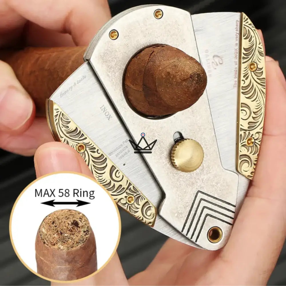 Nyfe Heritage Cigar Cutter — Stainless Steel Double Blade Guillotine, Gold & Silver Finish, 58 Ring Gauge, Elegant Gift Box Included — view 2