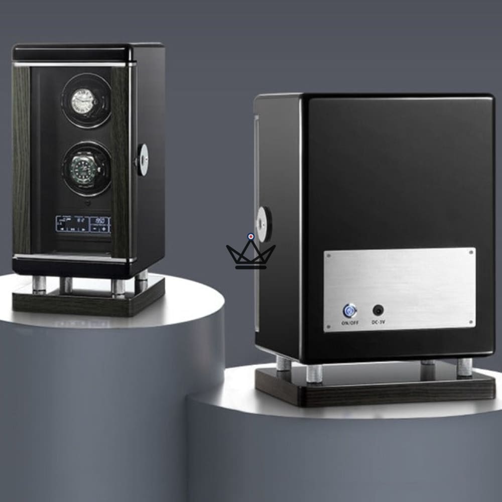 Uhrenbeweger für Automatikuhren BAELISH LUXE — Fingerabdruck, 1 bis 12 Uhren, Holz & Stahl – Ansicht 3