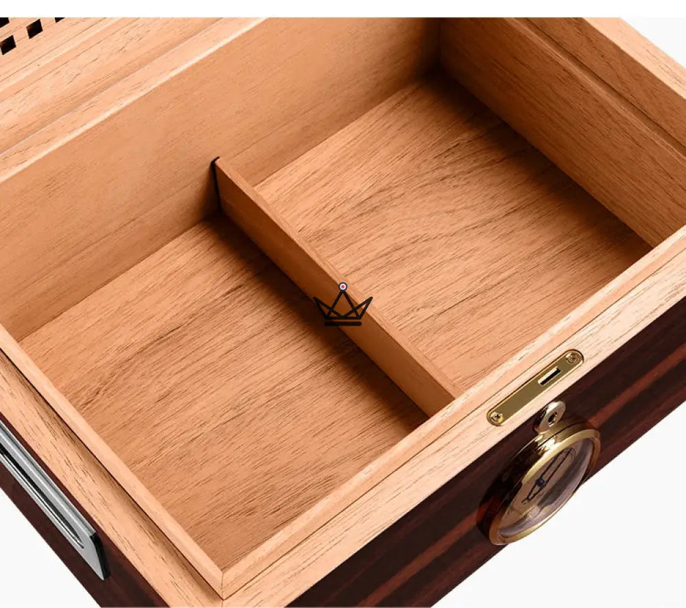 Zigarrenhumidor IVORY — spanische Zeder, elegantes Design, Hygrometer und Befeuchter – Ansicht 7