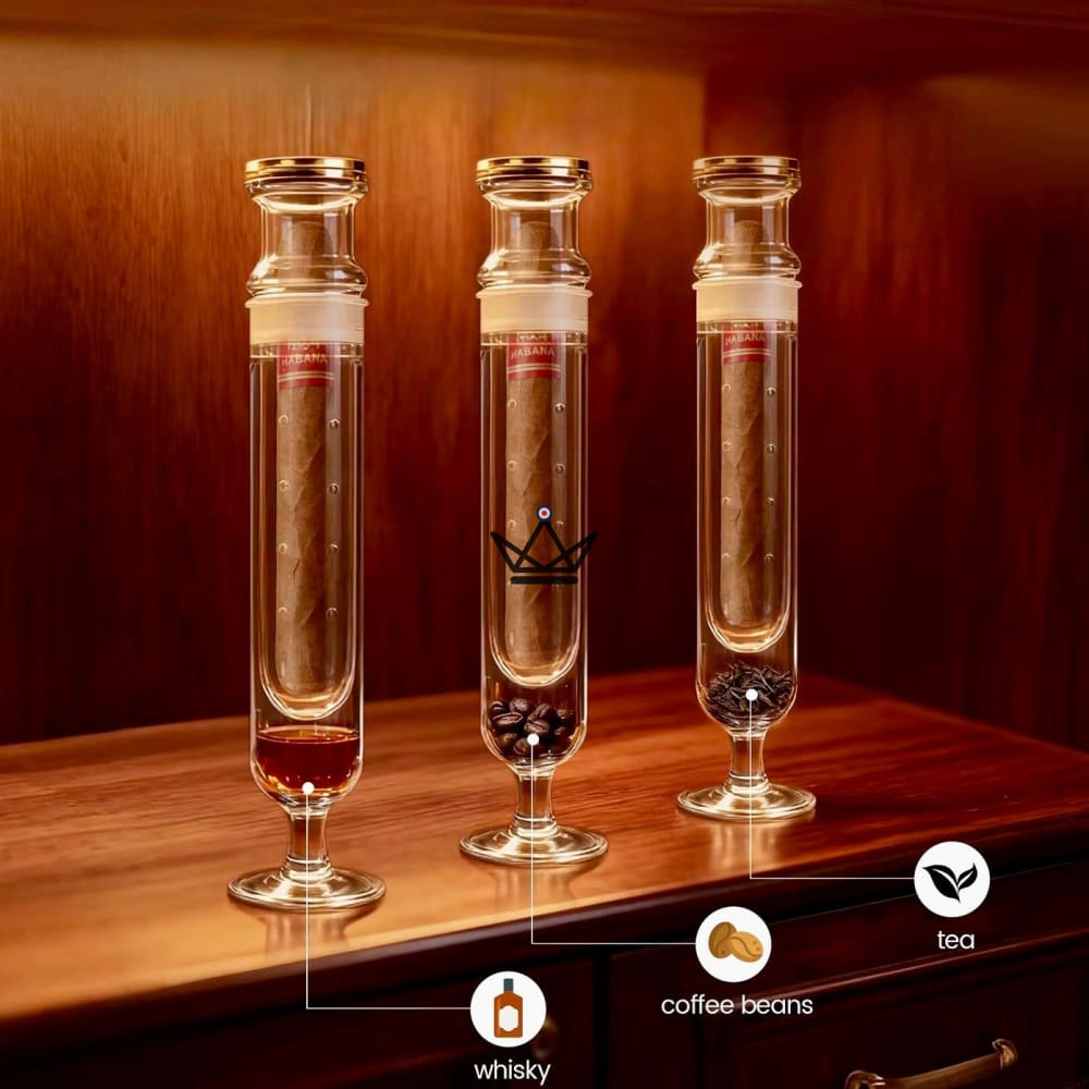 Infusio Flûtae — Zigarren-Infuser in Flötenform, integrierter Hygrometer | Gold & Silber – Ansicht 3