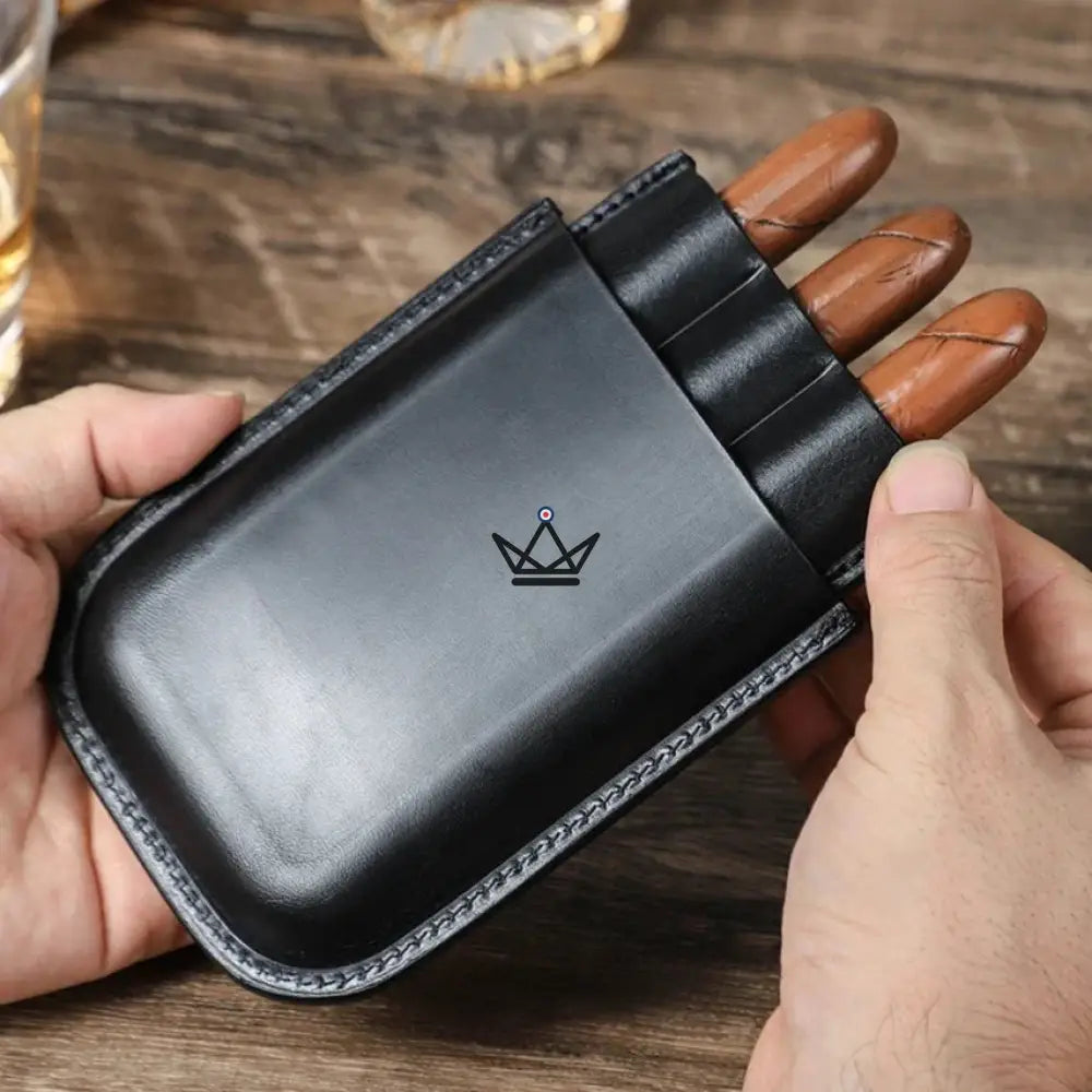 Customizable 3 cigar leather case - Voyageur Élégance — view 6
