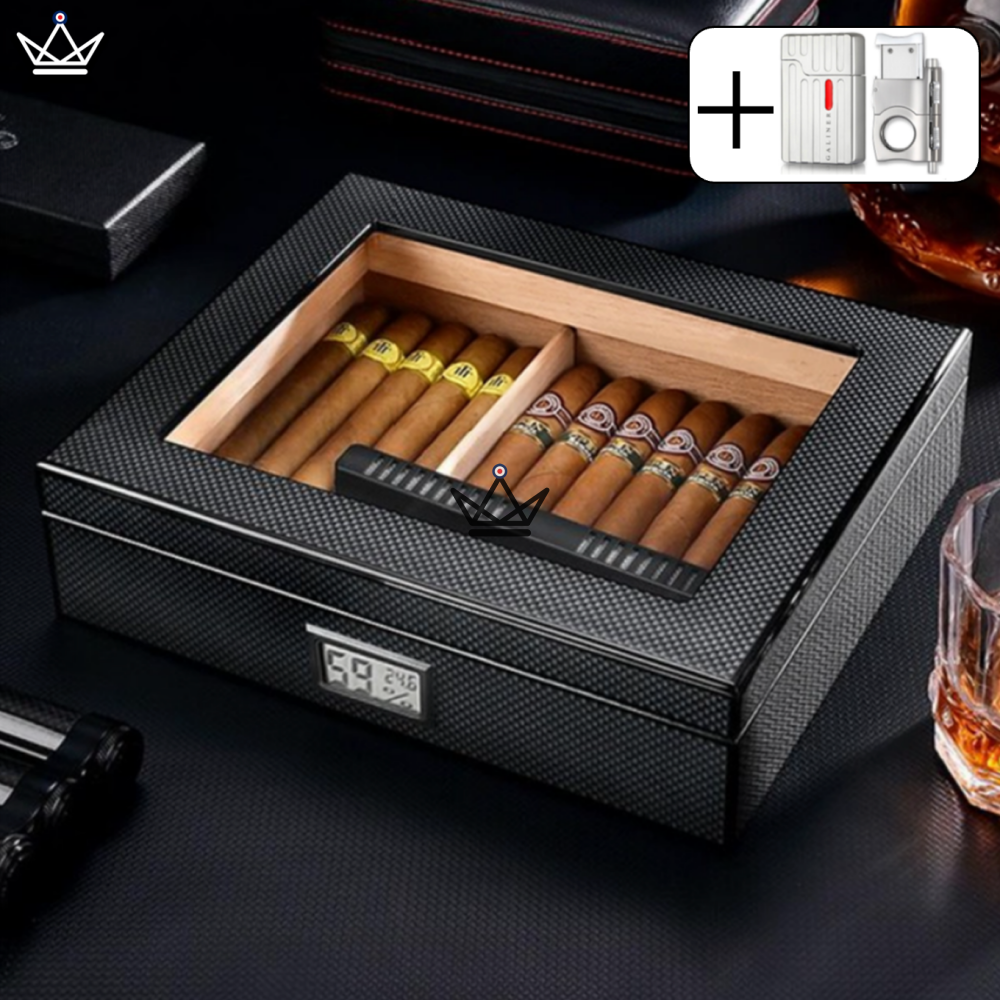 CARBON Cigar Humidor — carbon fibre, Spanish cedar & glass | 35 cigars — view 3