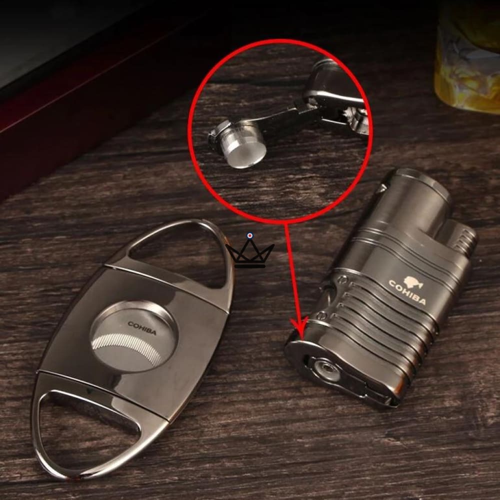 Zigarrenanzünder & -schneider-Set REDFIRE NEWPUNCH – 4 Flammen, Bohrer & Guillotine 24 mm | Sammlerbox – Ansicht 8