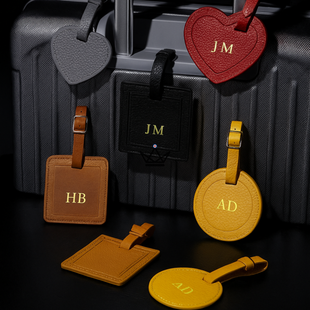 Customizable Leather Luggage Tag – Voyageur Crest — view 1