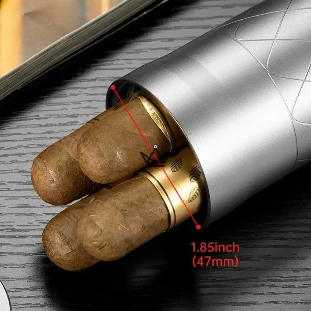 Sentinel Quattro Cigar Tube — machined aluminum, 4 cigars, integrated hygrometer & humidifier, side window, 6 finishes — view 3